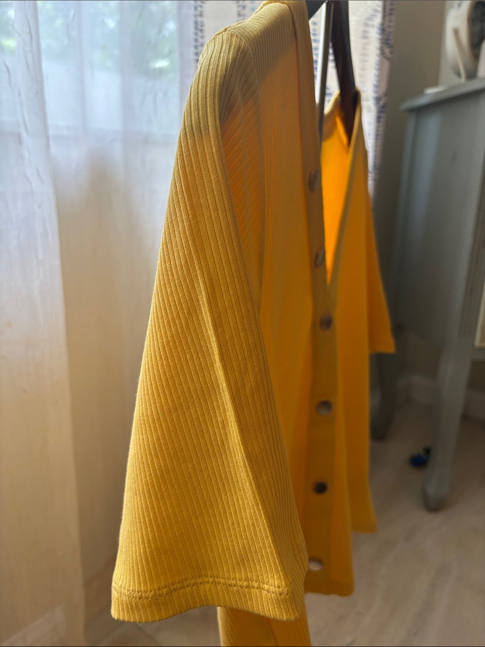 Michael Kors Yellow Ribbed Button-Front Top - Picture 7 of 7